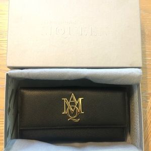 Alexander McQueen Black Leather Wallet w/gold Logo